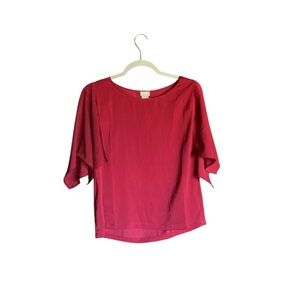 Chico’s womens burgundy blouse flowy drapey seems oversized size 00P